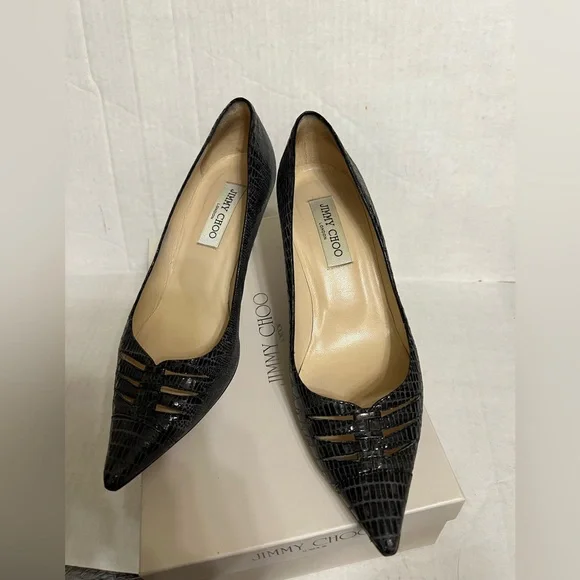 JIMMY CHOO Embossed Lizard Pumps - Picture 6 of 16